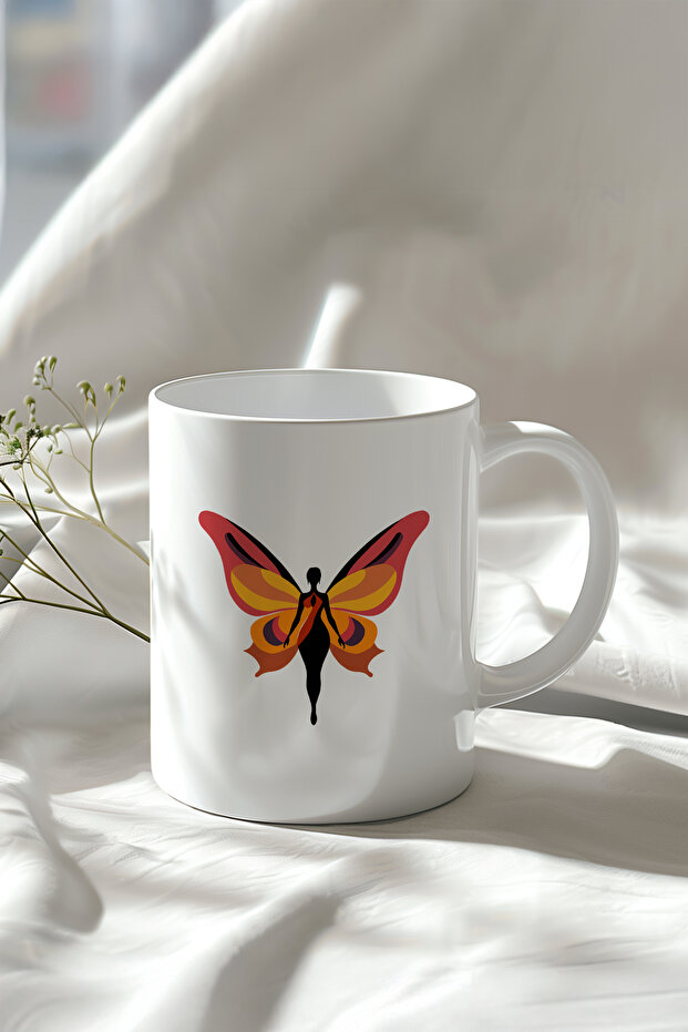 Patterned 330ml Printed White Ceramic Mug - 2