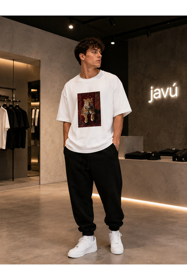 Cheetah Printed T-Shirt Tracksuit Set Premium
