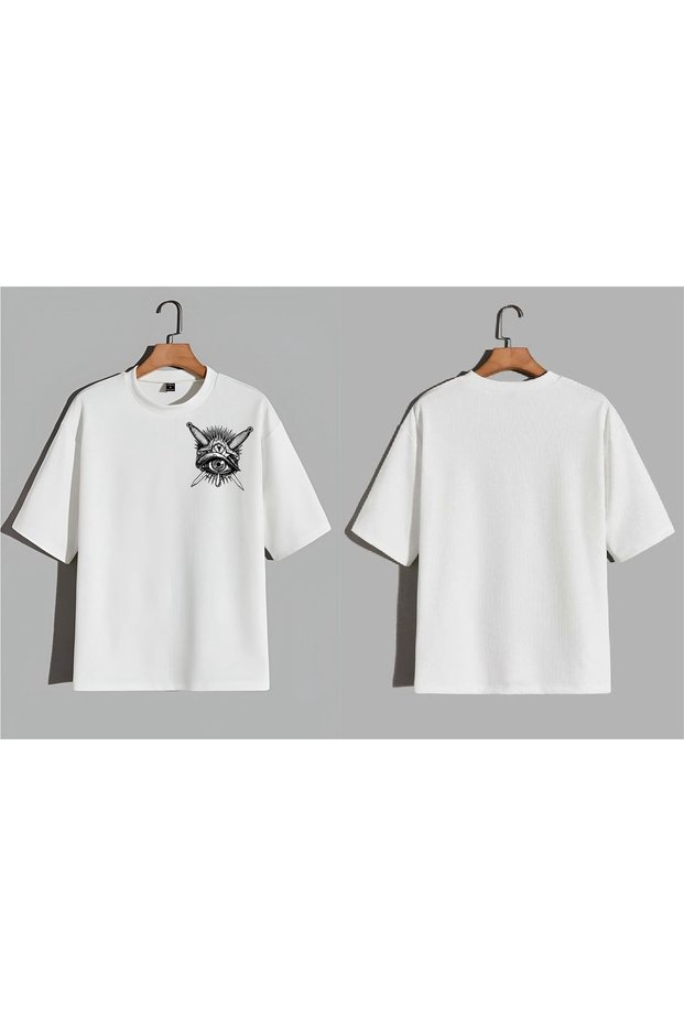Oversized T-Shirt with Eye and Knife Print