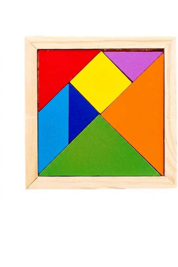 Wooden Geometric Tangram Brain Teaser - Educational Shape Matching and Puzzle Game for Kids