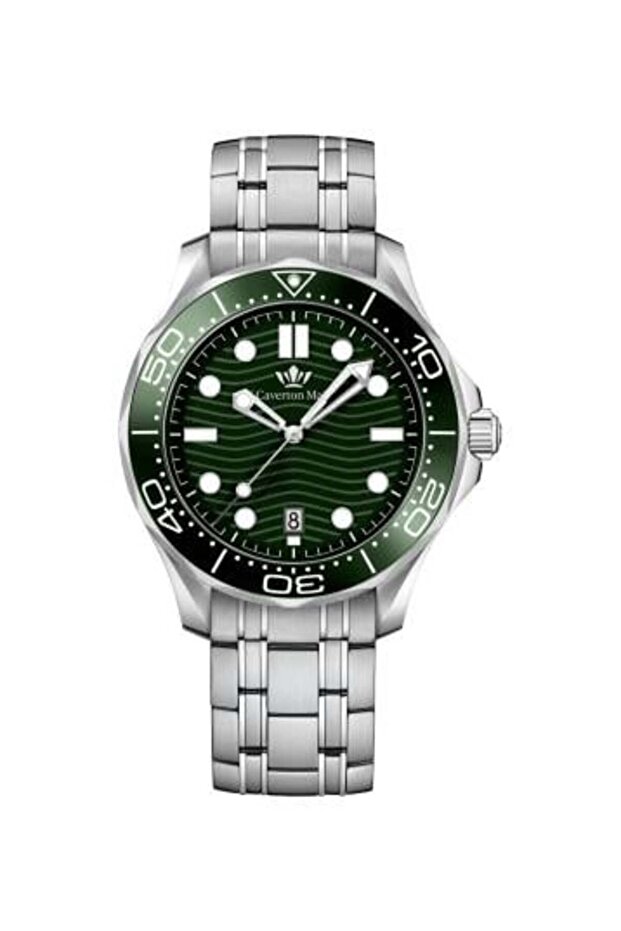 Men's watch, silver strap, green dial