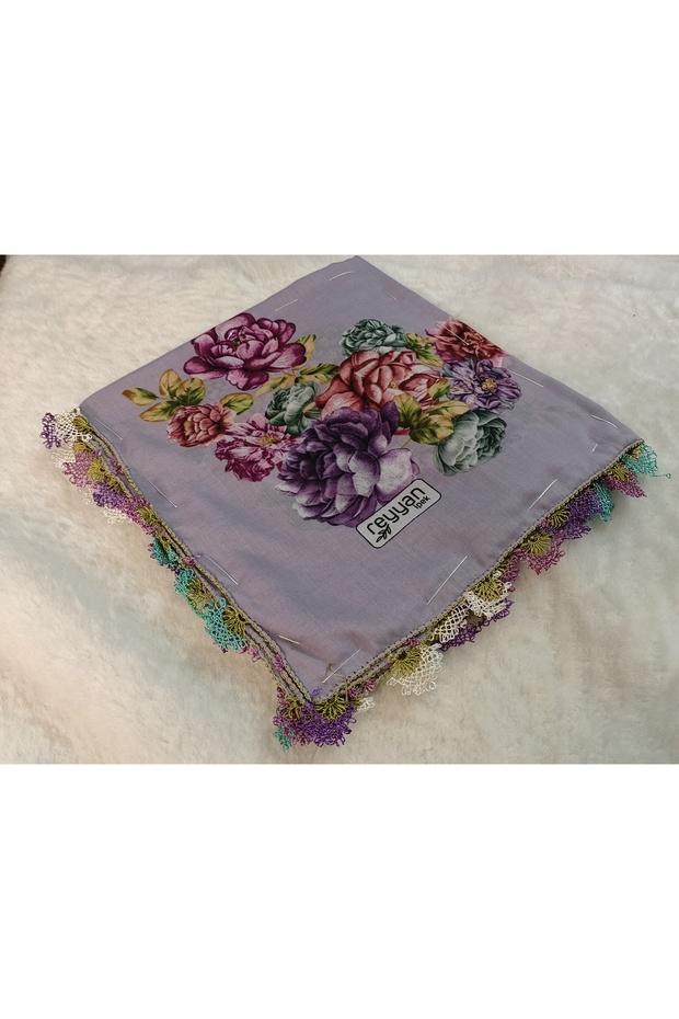 Brand Handcrafted Needle Embroidered Writing 100% Cotton Muslin – 4 Sides Embroidered Elegant Headscarf
