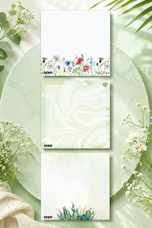 Flower Notepad - 9*9 cm Size - 50 Sheets - Notepad - Memo Pad - Unlined Note Paper - to Do List