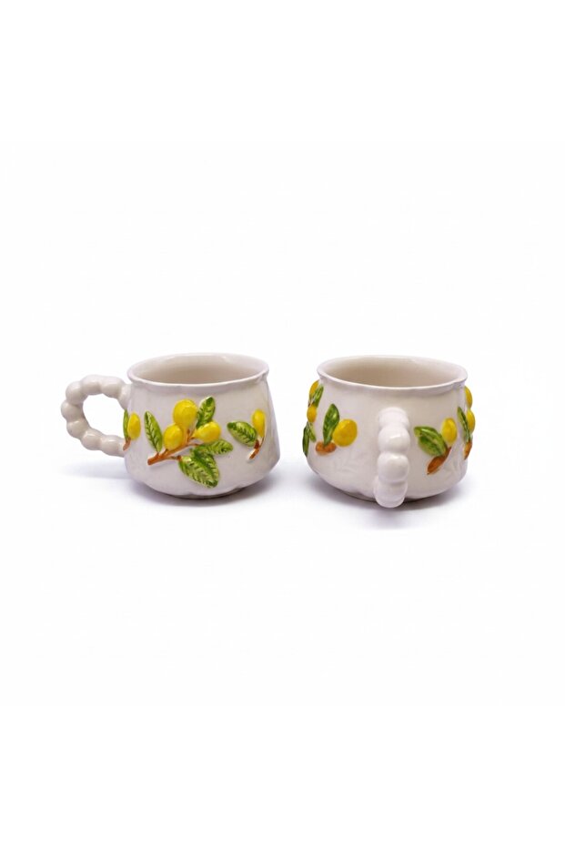 Handcrafted, Double-Sided Embossed Pattern 2-Piece Cup-Mug Set, 5 Different Models - 3