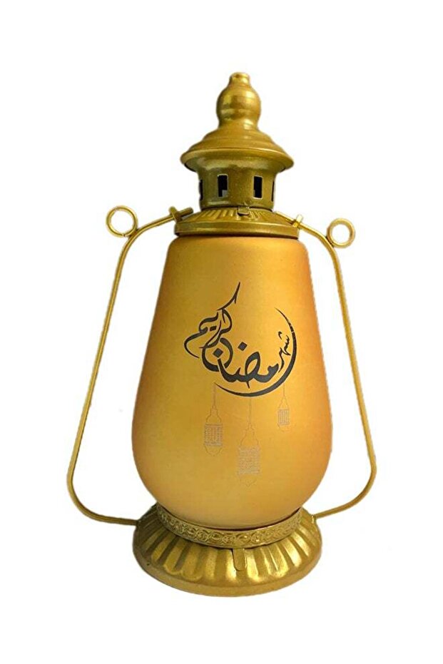 فانوس زخرفي ذهبي، 28×10.5×19 سم، هيكل أنيق مصمم بدقة، لديكور المنزل في العيد ورمضان