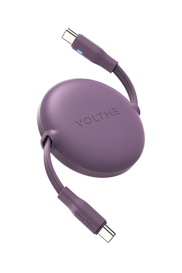 Powerlink YoYo Retractable Type-C to Type-C Cable - 100W PD 3.0 Super Fast Charging, Dual-Way, 5A, 1M - Purple