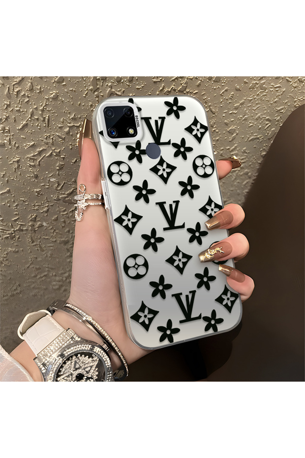 Realme C15 Compatible Silicone Edge Hard Back Case Couple Phone Case Brand Patterned