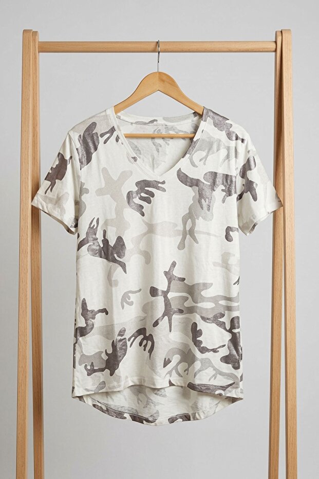 Μπλουζάκι V-Neck Basic Με μείγμα βισκόζης - 6