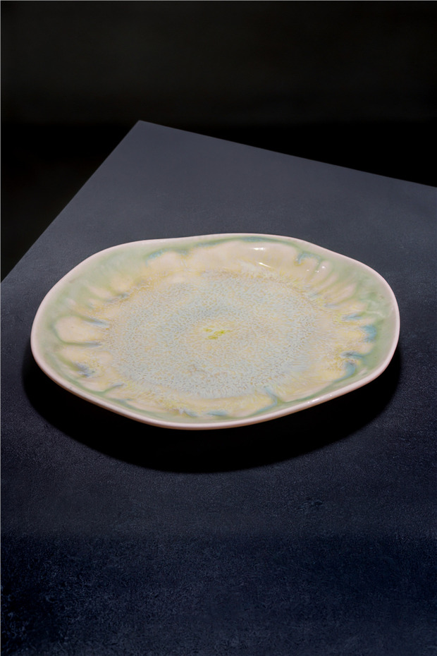 Set of 6 28 cm Oceana Patterned Organic Form Porcelain Serving Plates
