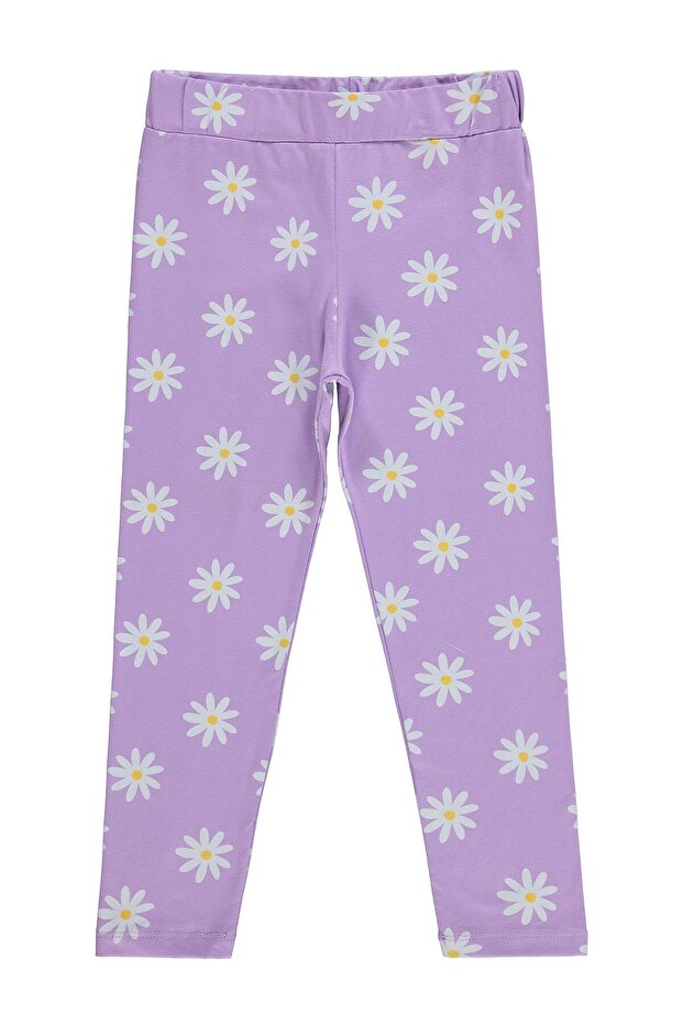 Daisy Patterned Tights for 6-9 Years - Lilac