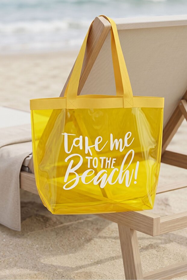 Women's Yellow Pvc Beach Bag