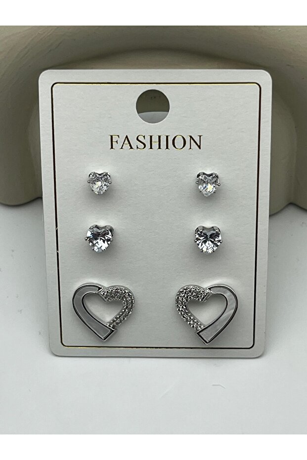 26vipkp71 - vip 6-piece heart stone silver earring set