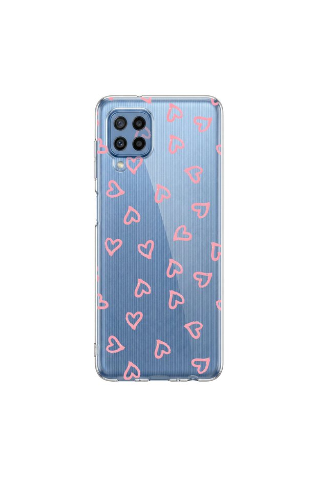 حافظة شفافة متوافقة مع هاتف سامسونج جالاكسي M32 بتصميم Heart 7