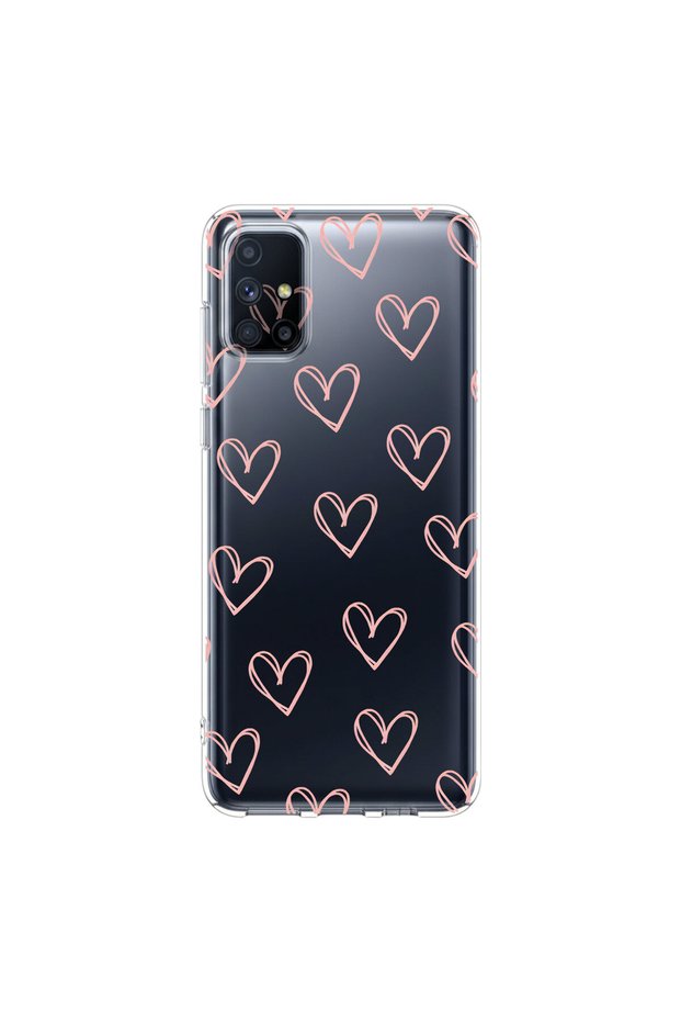 Samsung Galaxy M51 Compatible Heart 6 Design Transparent Case