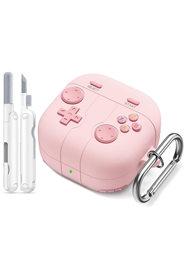 Samsung Galaxy Buds 4 / Buds 4 Pro Case, Soft Silicone Cute Retro Handheld Game Console Design - Pink