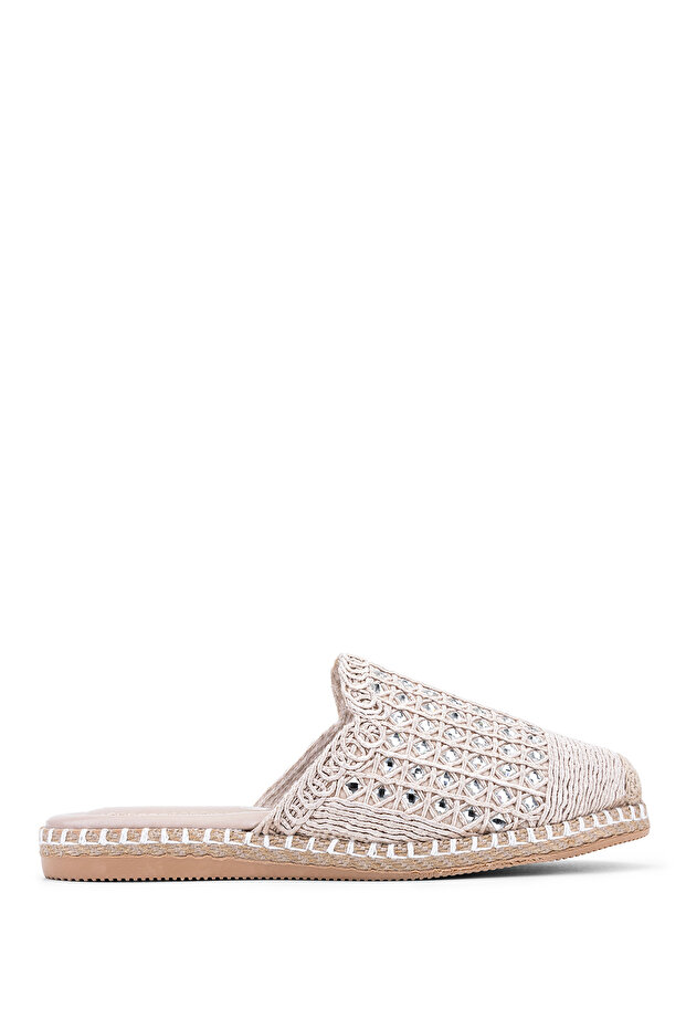 Women's Faux Leather/Textile Beige Flat Slippers