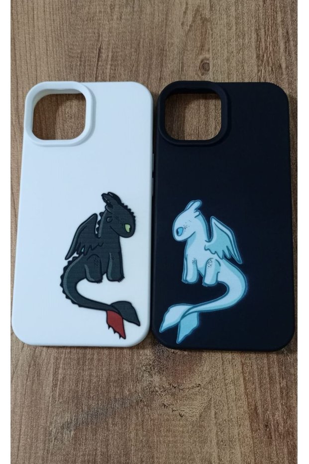 iPhone 15 Pro Max Dragon Printed Lover's Couple Phone Case (2 Cases)