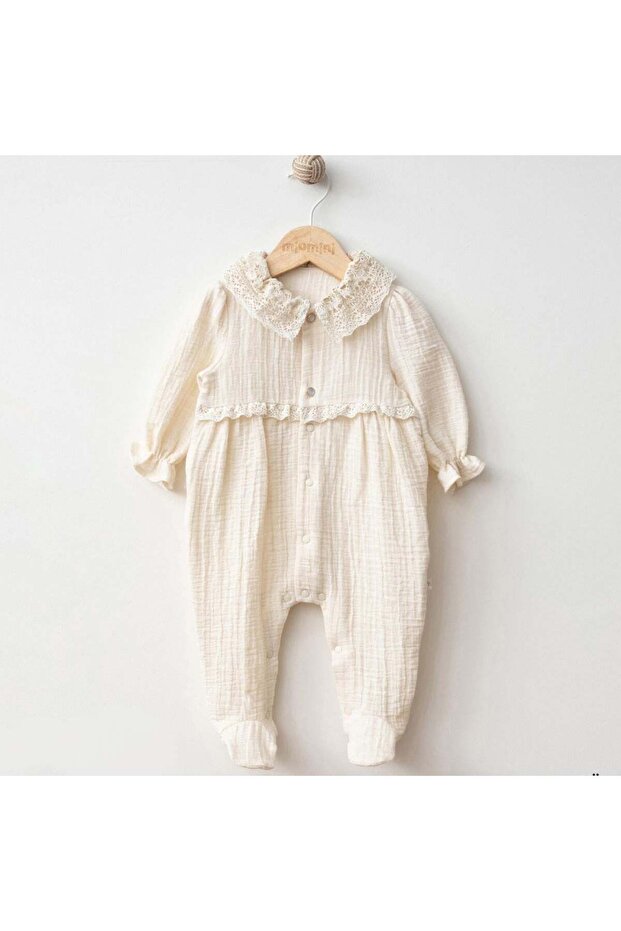 Adria Glitter Muslin Girls' Jumpsuit Beige