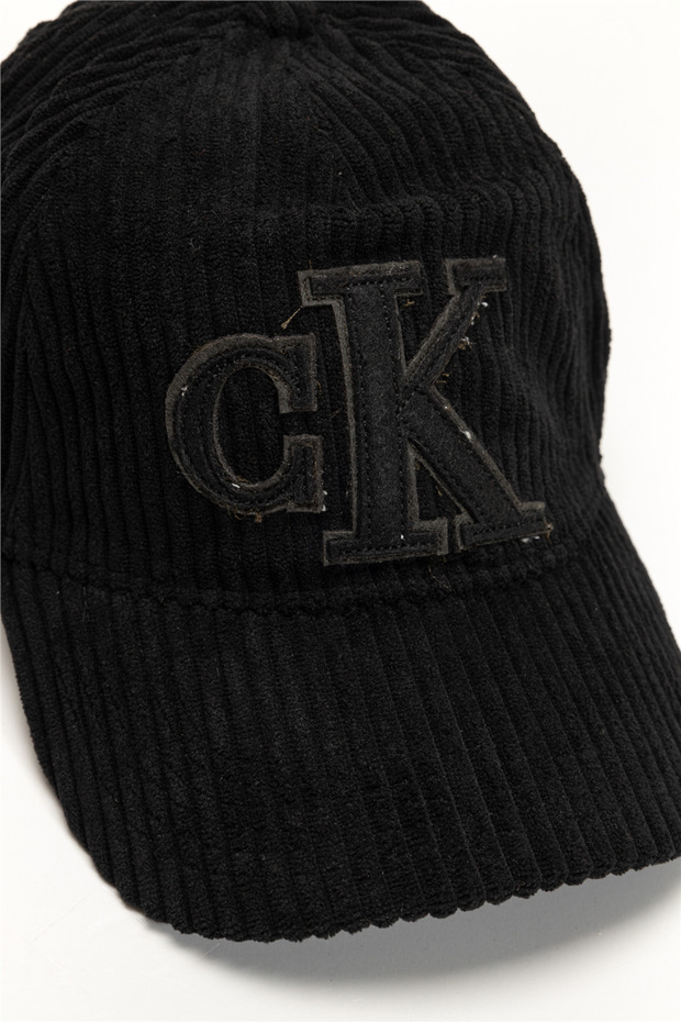 Felt Monogram Patch Cap Erkek Baseball Şapka Siyah - 4