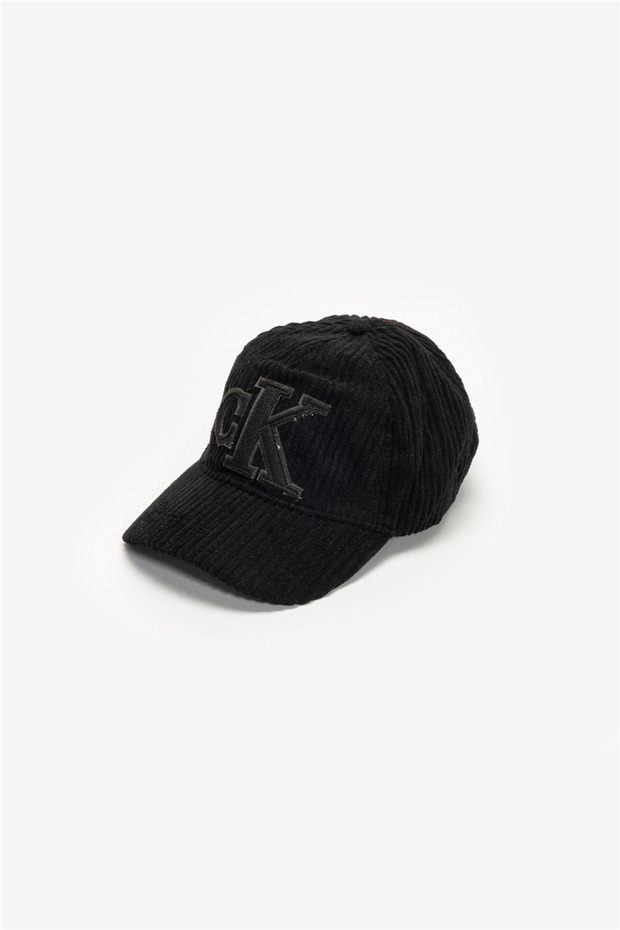 Felt Monogram Patch Cap Erkek Baseball Şapka Siyah - 2