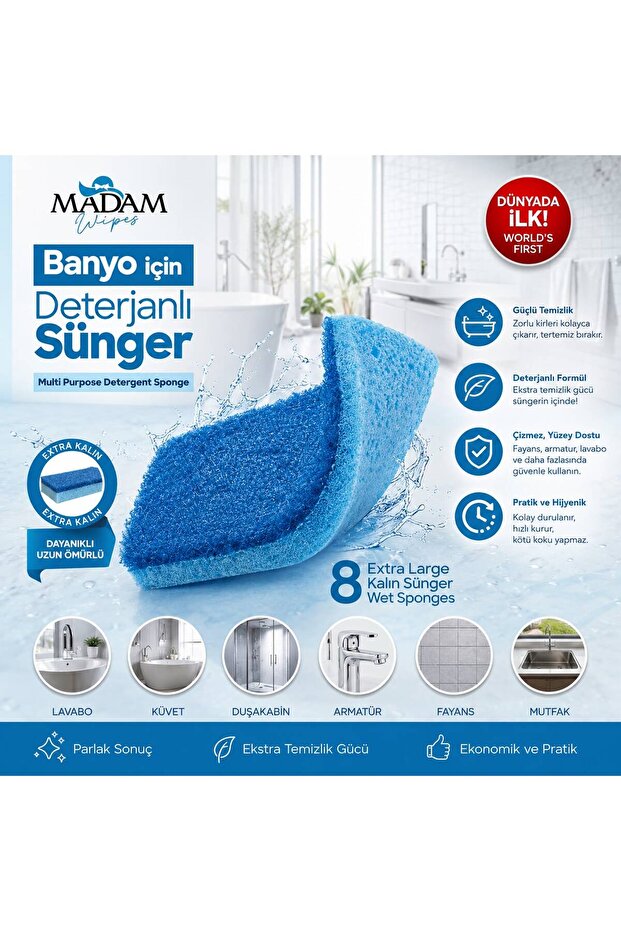 Durable Extra Thick Detergent-Contained Sponge for Bathroom