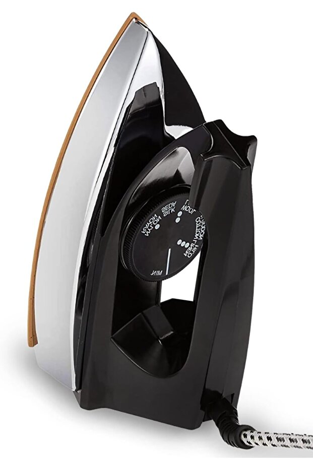 Dry Iron - Elegant Black with Ceramic Golden Soleplate, 6 Temperature Settings, and Comfortable Handle(ME-IR3002)(1000-1200W)