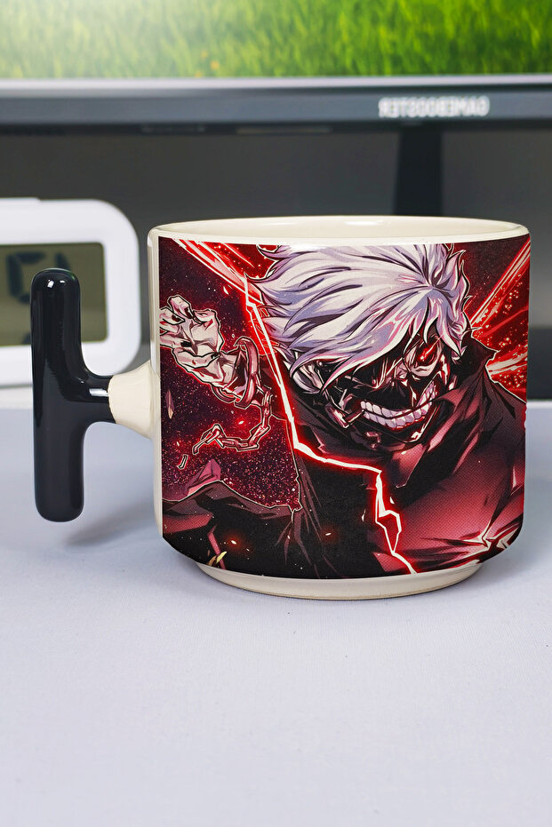 Tokyo Ghoul Anime Printed Ceramic Luxury Mug (1 Piece) T-Shaped Special Black Handle Wave Handle V5T