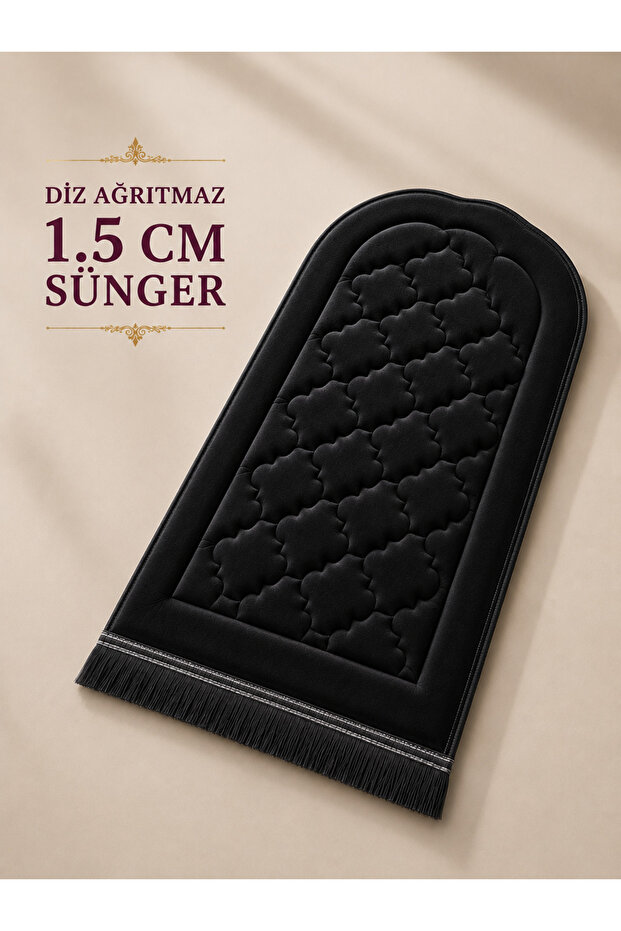 Knee-Friendly Prayer Mat with Orthopedic Sponge, 1.5 cm Thick Velvet Prayer Mat with Bag as a Gift