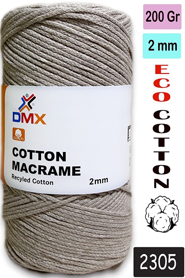 Dmx 2 Mm-Premium Cotton Cotton Macrame Rope-Cotton Chain Macrame Bag Rope -2305