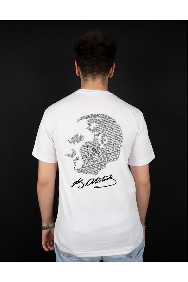 Atatürk Youth Hicmet Silhouette Unisex White T-Shirt – Premium Def Print – Regular Fit Cotton Modern Design Atatürk T-Shirt