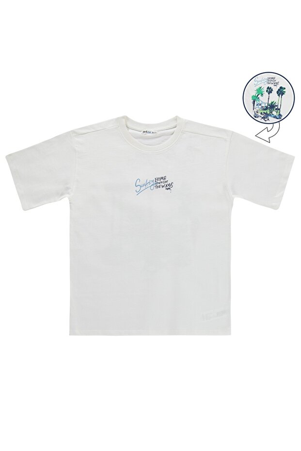 Home Back Printed T-Shirt for 10-13 Years Old - Off-White