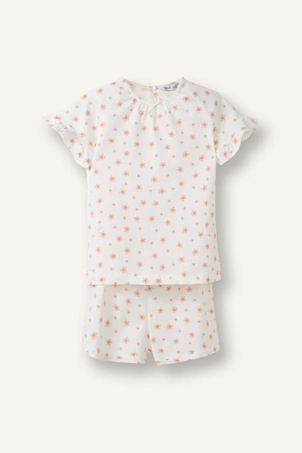 100% Cotton Ribbed 2-Piece Ecru Pajama Set for Baby Girl H5505A526Sm