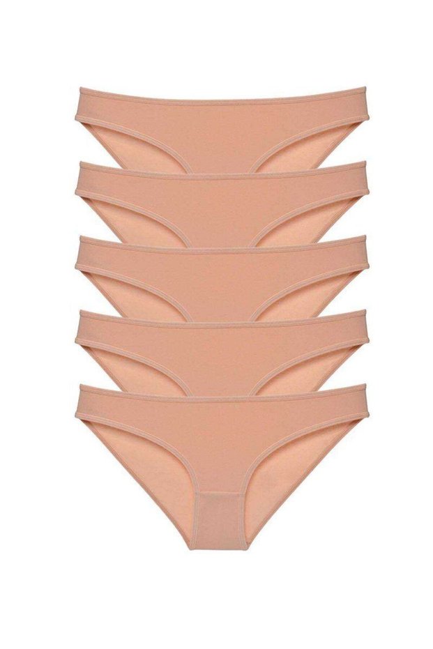 5 Pieces Super Eco Set Lycra Women's Slip Panties Skin Color