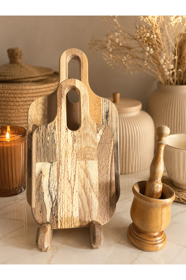 Maison Belle Natural Wood Cutting and Presentation Board Set of 2