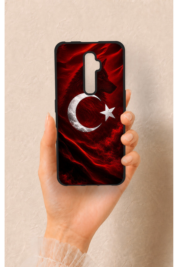 Oppo Reno 2Z Compatible Wolf Turkish Flag Patterned Silicone Case