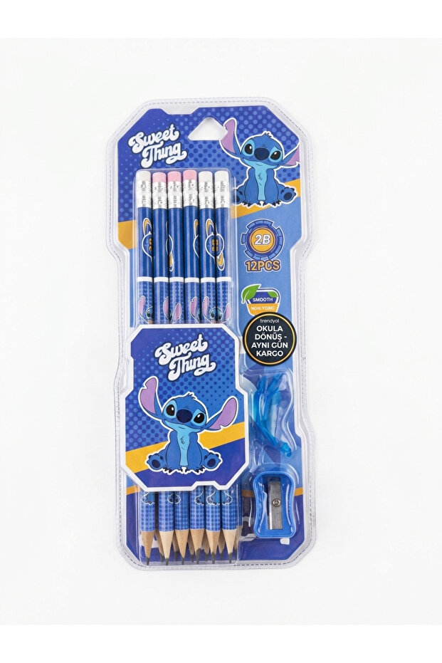 12 Pcs Figured Pencils, Eraser and Sharpener Set