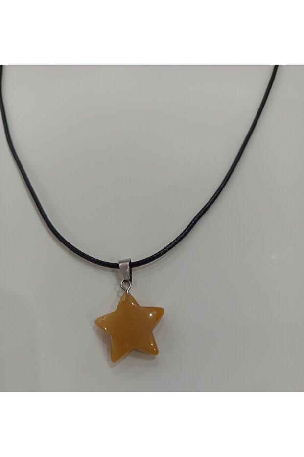 Natural Stone Brown Jade Black String Star-Shaped