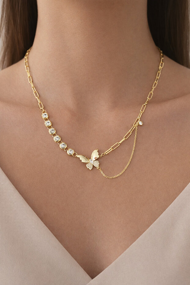 Waterway Detailed Butterfly Figured Necklace