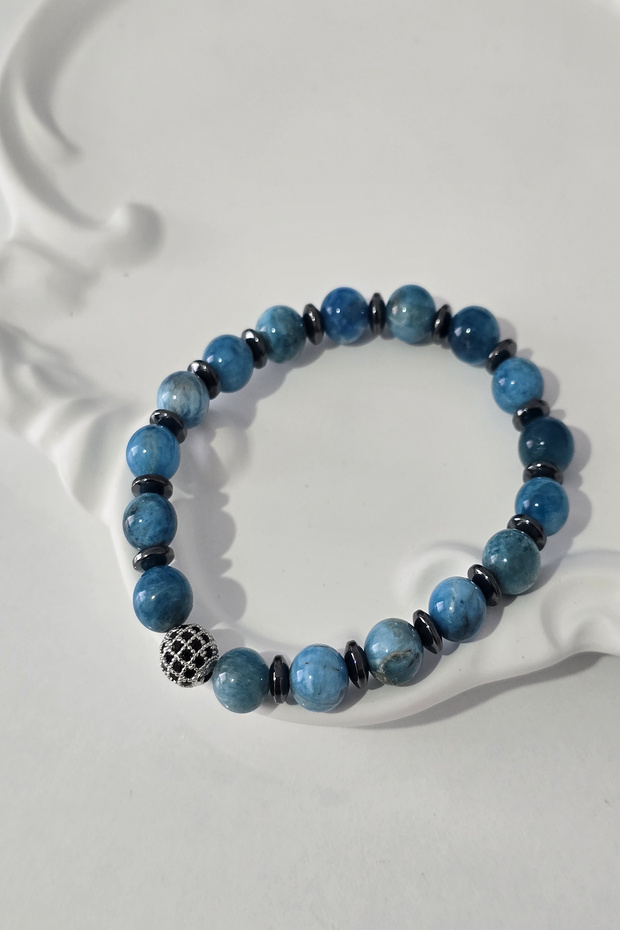Certified 8 mm Zircon Stone, Hematite Apatite Natural Stone Bracelet