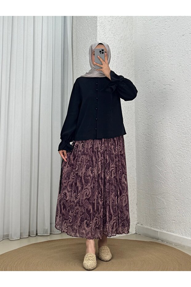 Aybirce Sleeve Tunnel Collar Ruffle Short Shirt-As5975 Black