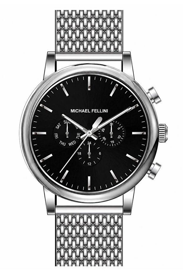 Men's Wristwatch – Wicker Steel Band Multifunction Analog Watch 2421