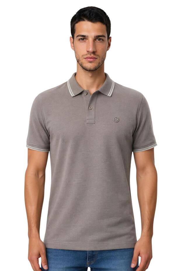 Ar-Ma Men's Polo Collar T-Shirt Unprinted Basic Knitted Fabric Regular Fit 100% Cotton 30/1 Double Collar Peny