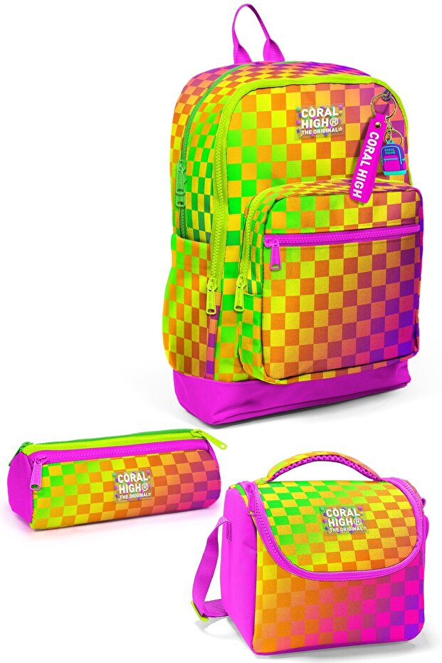 3-Piece School Bag Set 4-Compartment Bag+Thermo Nutrition+Pencil Bag Set