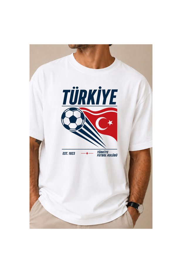 Turkey World Cup Oversize Comfortable Fit T-Shirt Unisex 100% Organic Cotton Crew Neck National Team Special Design T-Shirt