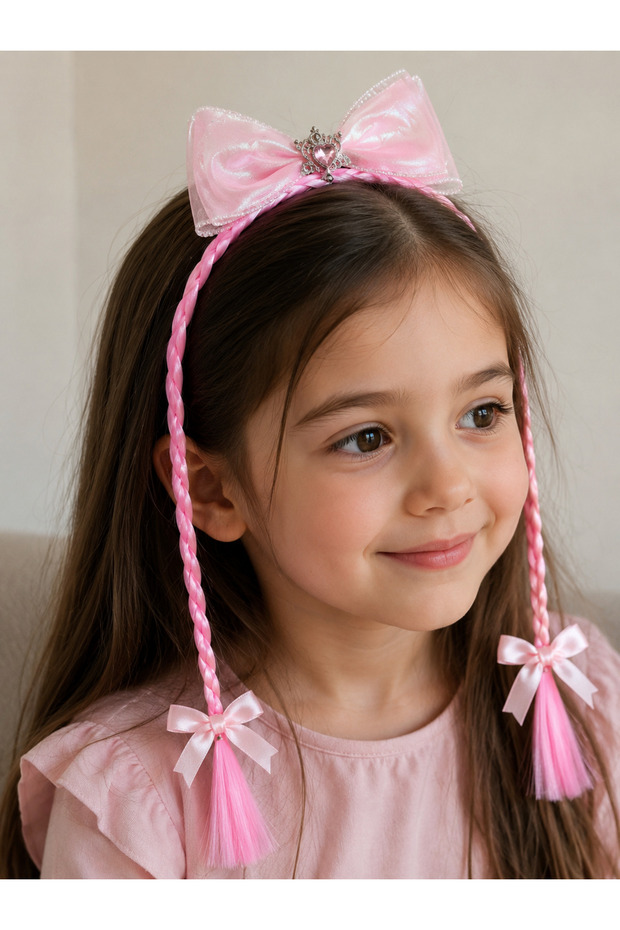 Wig Hair Crown Pink Princess Braided Model