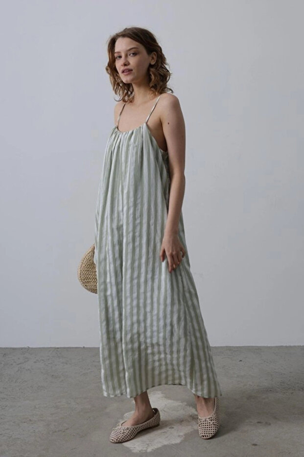 Strap Line Pattern Dress - 3