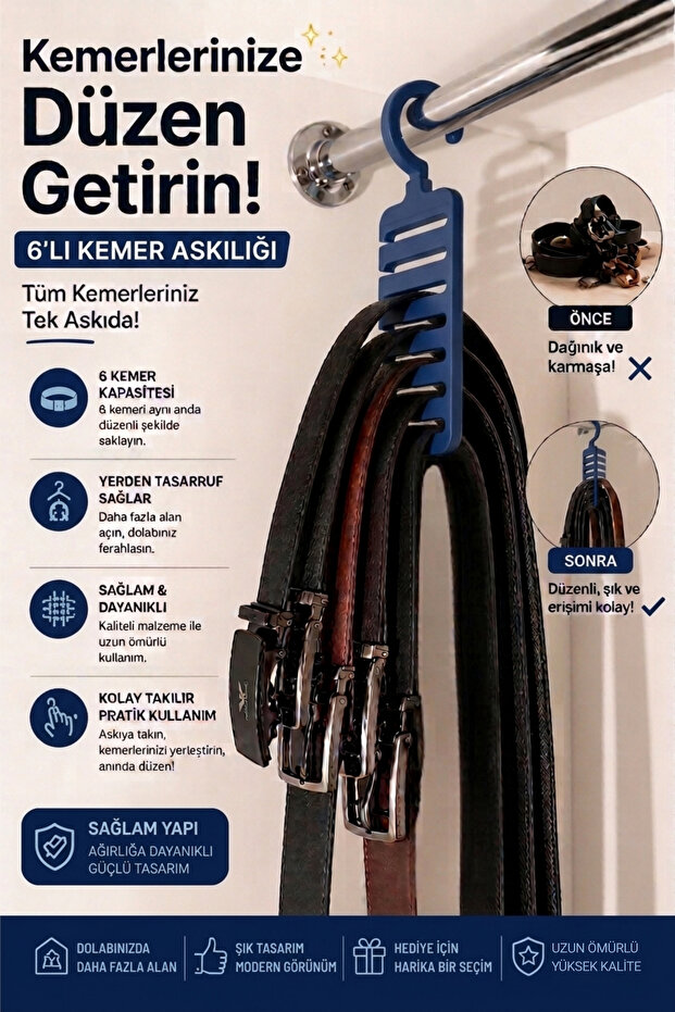 Belt Hanger Organizer with Swivel Hook | In-Cabinet Wardrobe Belt and Tie Organizer and Storage Device