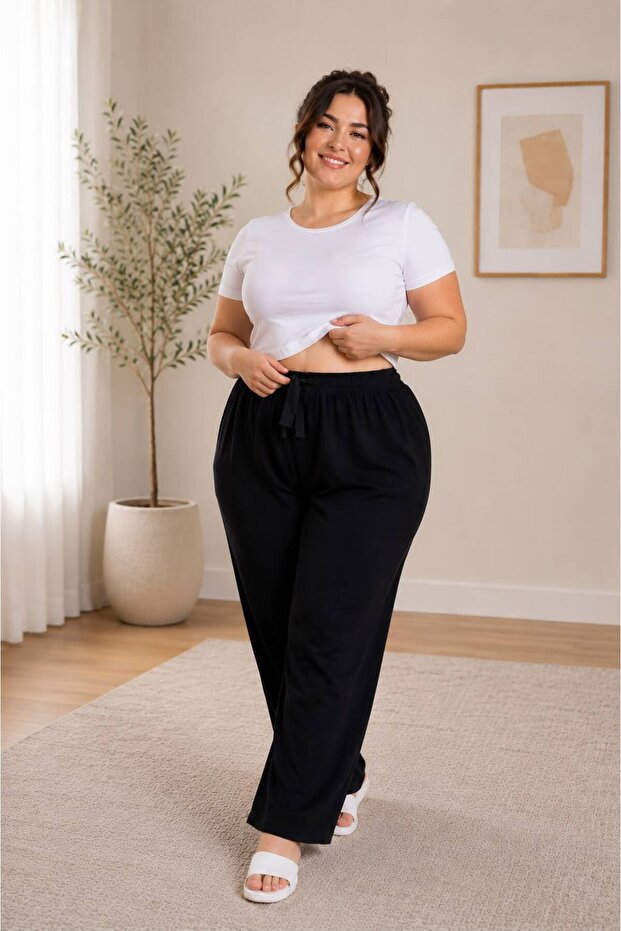Women's Oversized Wrinkled Pants – Comfortable Fit - Plus Size