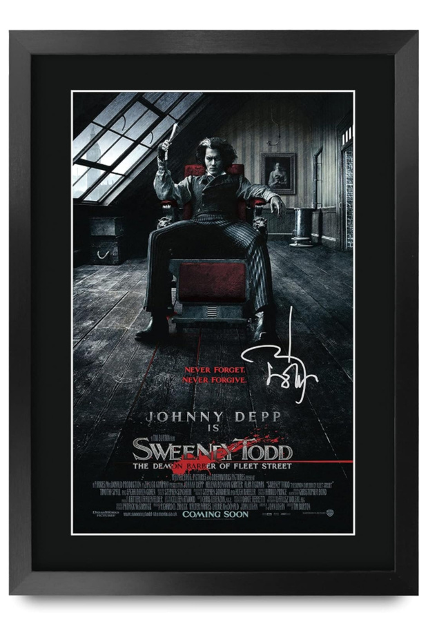 Sweeney Todd A3 Framed Signed Printed Autographs Picture Print Photo Display Gift For Johnny Depp Movie Poster Fans