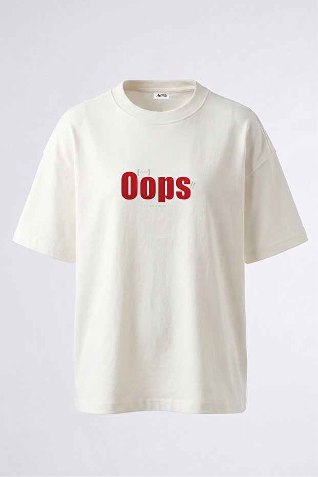Oops I Did It Again Design Back Printed Cotton White Oversize T-Shirt